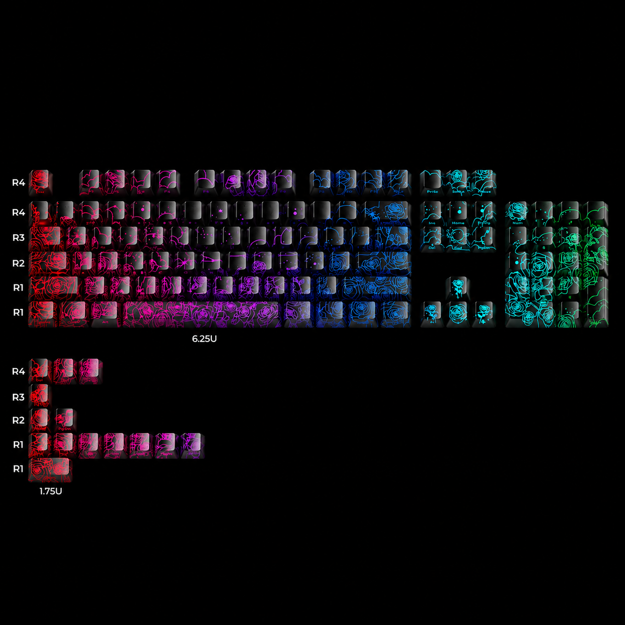 ZayDen Void — Rosethorn · 118-Key OEM Shine-Through Keycap Set