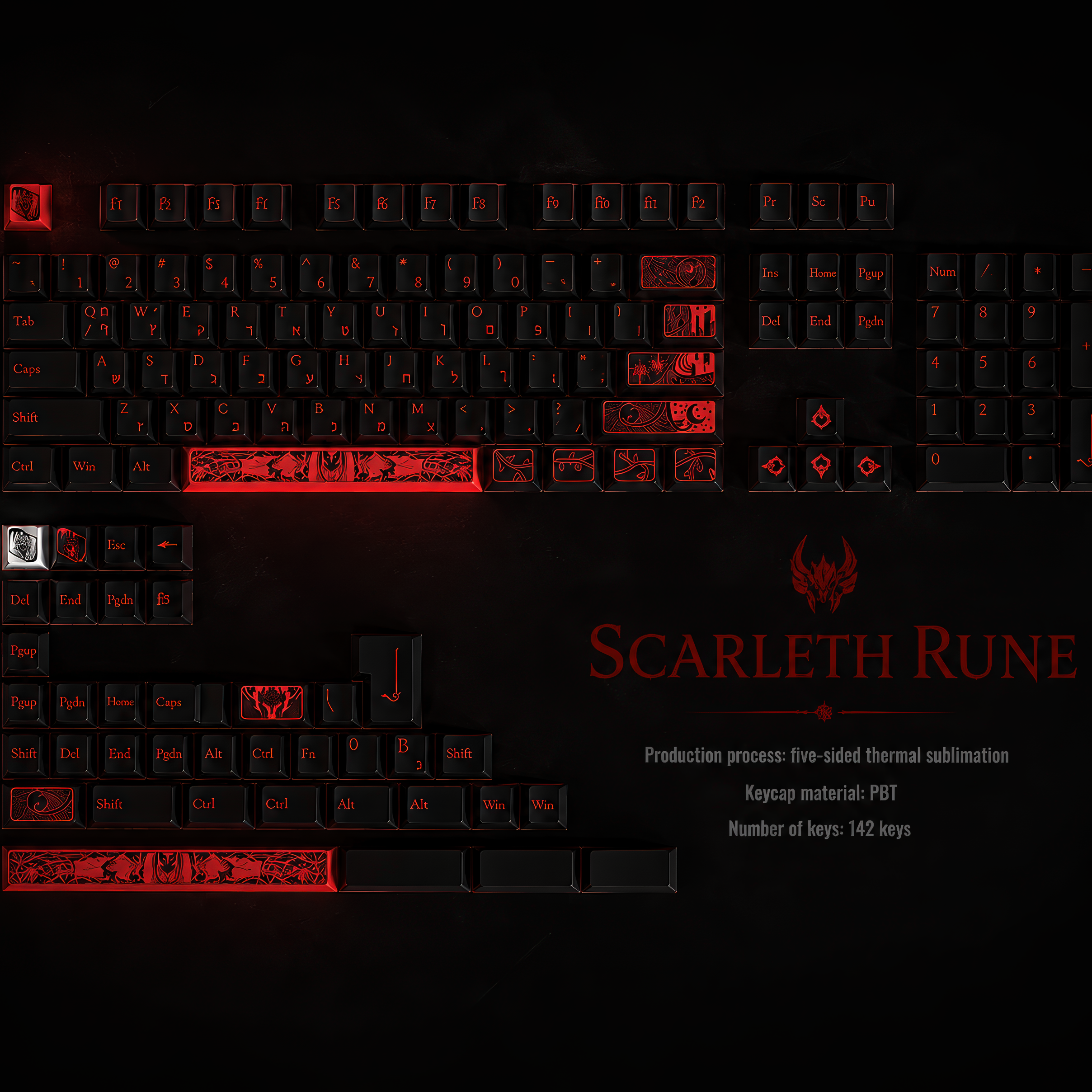 ZayDen Void — Scarleth Rune · 142-Key Cherry Profile Keycap Set