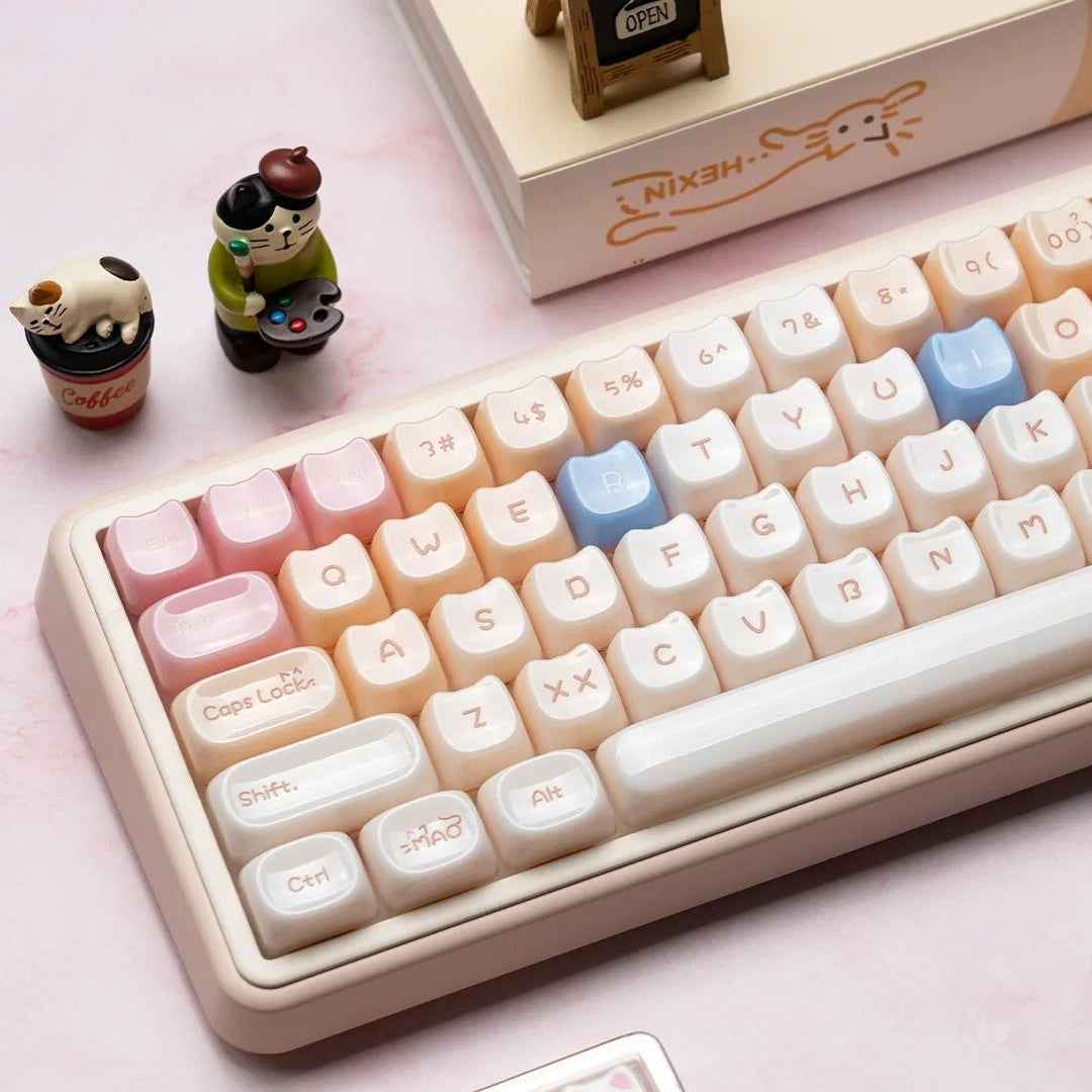 ZayDen 'Purrfect-Type' Series | MAO Profile PBT Keycaps in Lavender Cat