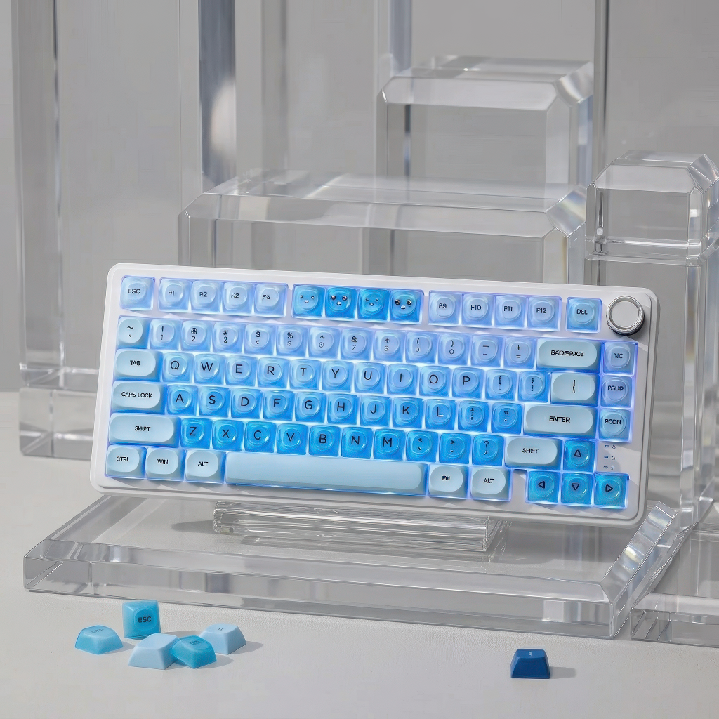 ZayDen Crystaluxe Series - Ocean Fade MOA PBT Keycap Set - ZayDen