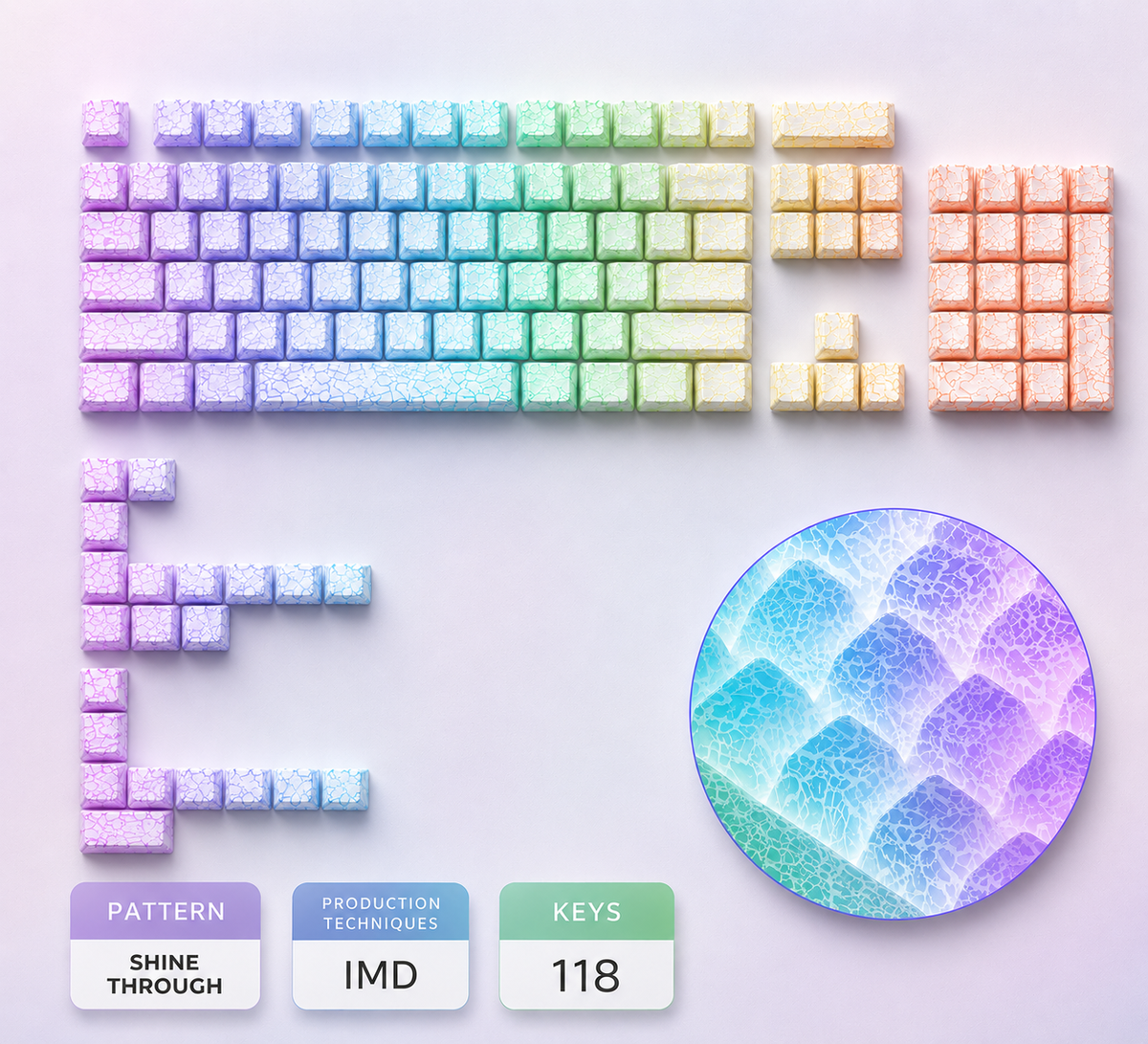 ZayDen Prism — Frostveil · Translucent PBT Keycap Set